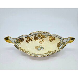 Antique Nippon Gondola Dish Hand painted Ivory Blue Gold